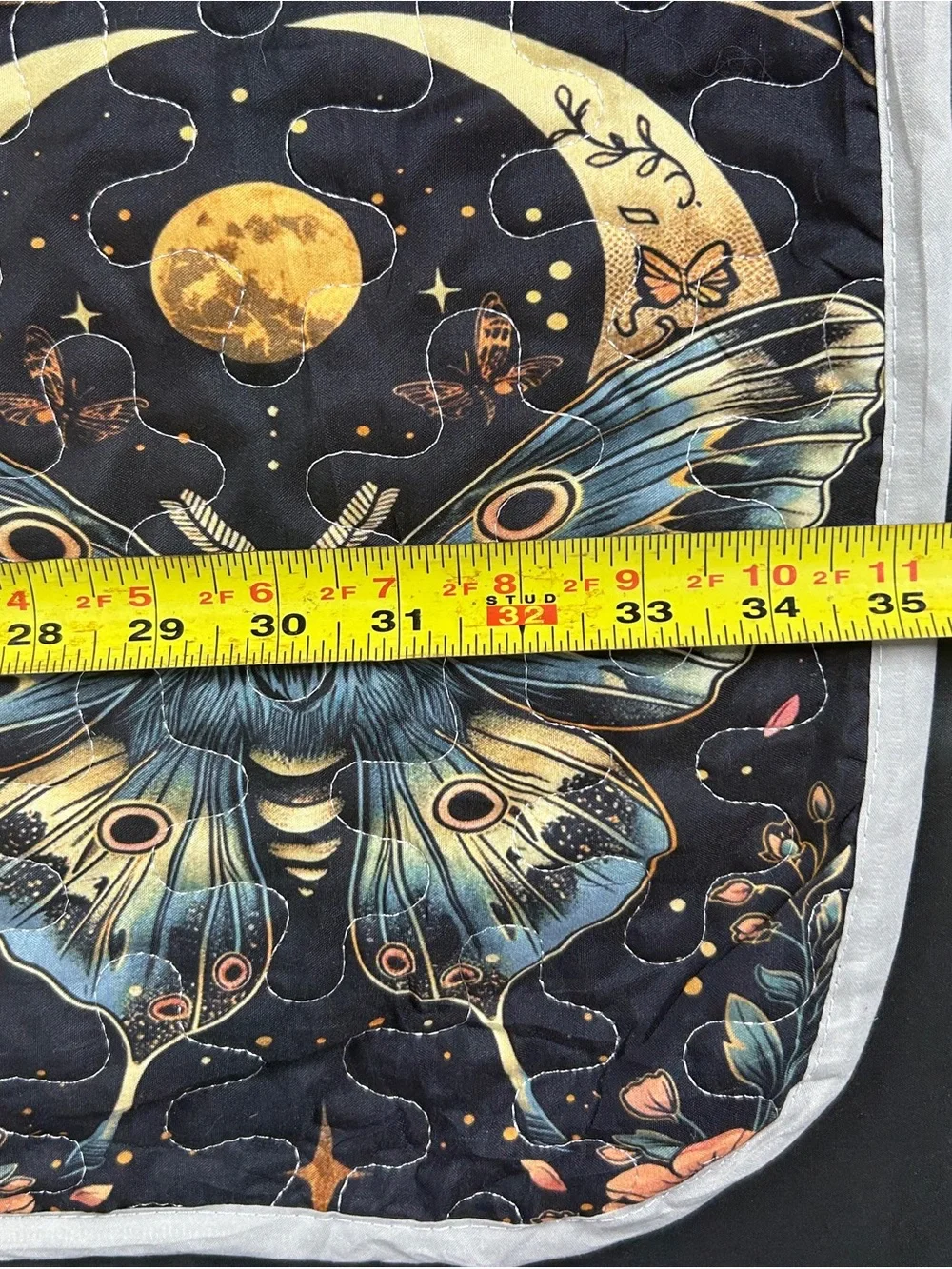 Moth Mushroom Celestial King Pillow Sham Quilted Whimsigoth Gothic